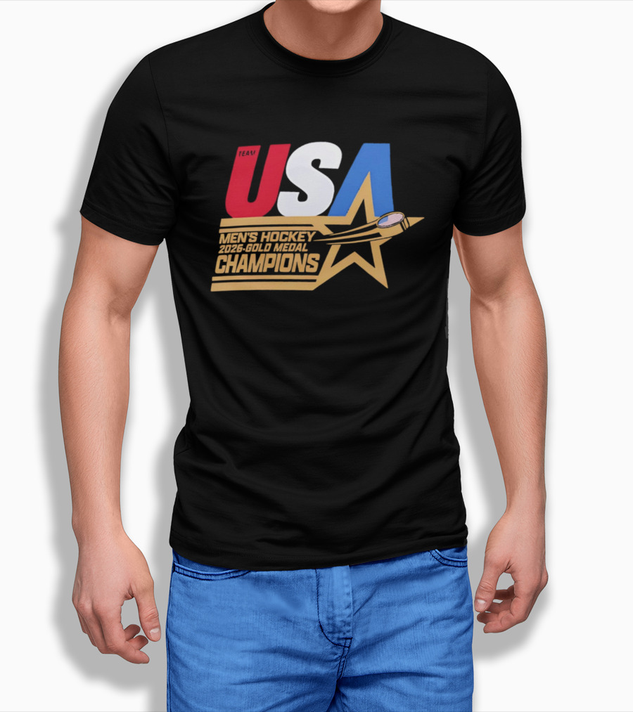 USA Men's Hockey 2026 Gold Medal Champions Star T-Shirt
