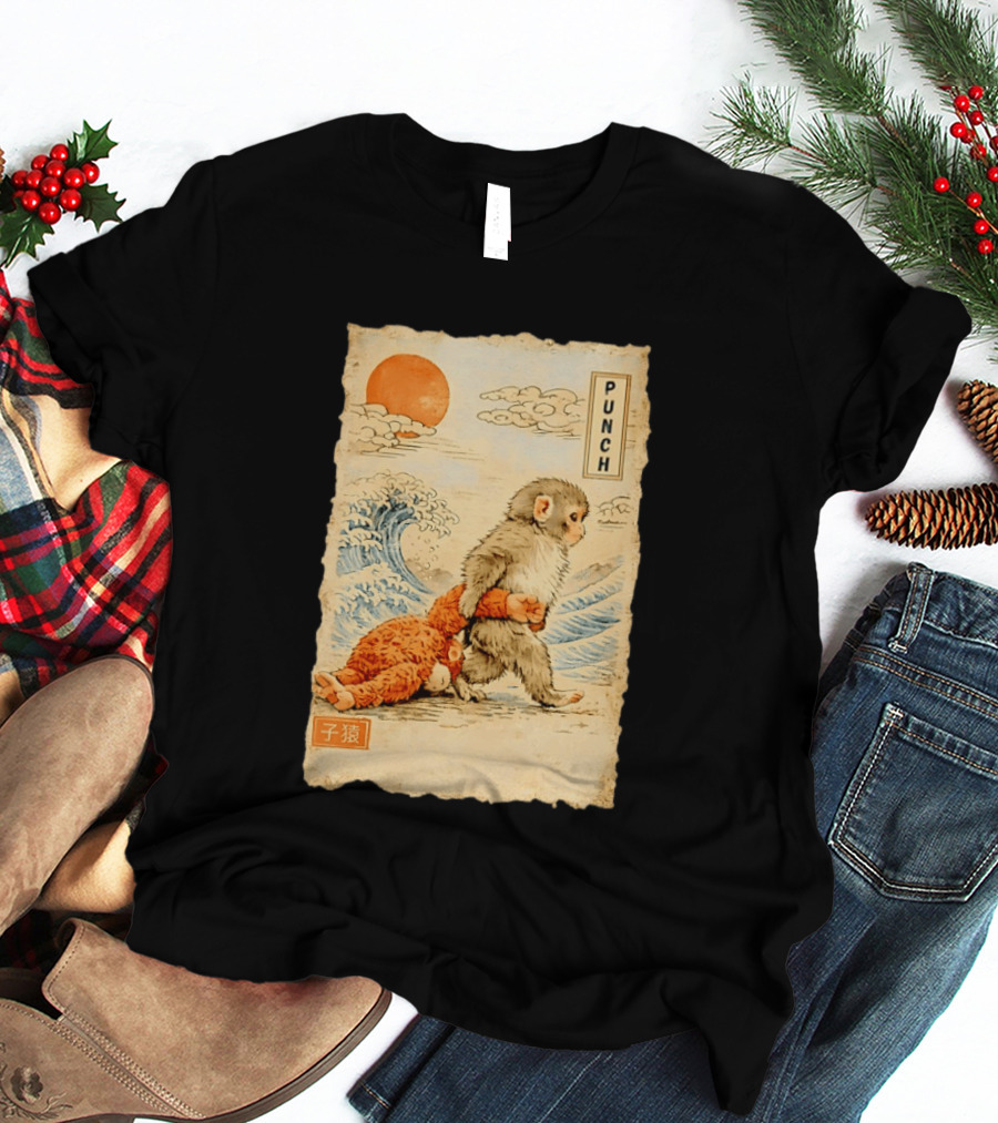 Punch Monkey Ukiyo E Wave Sun Kanji T-Shirt