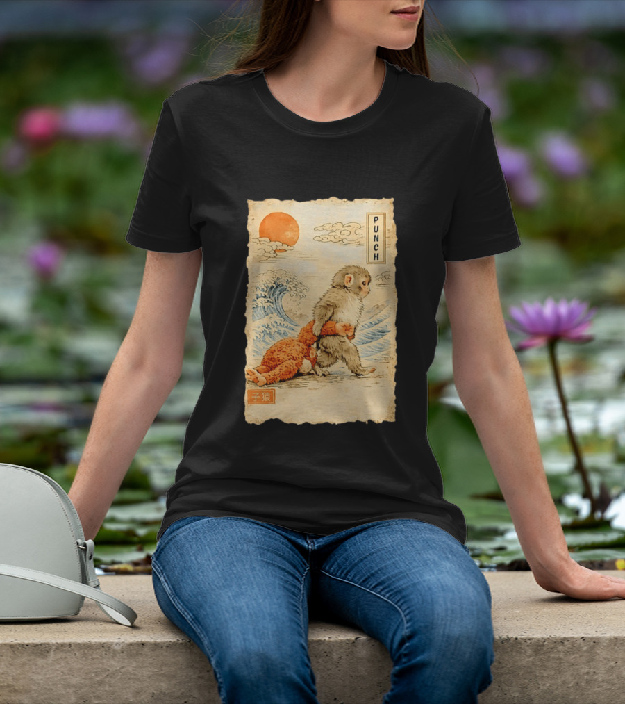 Punch Monkey Ukiyo E Wave Sun Kanji T-Shirt