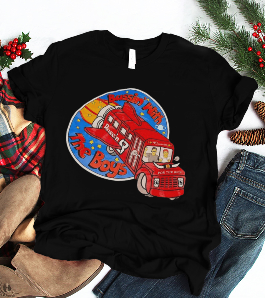 Bussin With The Boys Rocket Bus Adventure Retro Cartoon T-Shirt