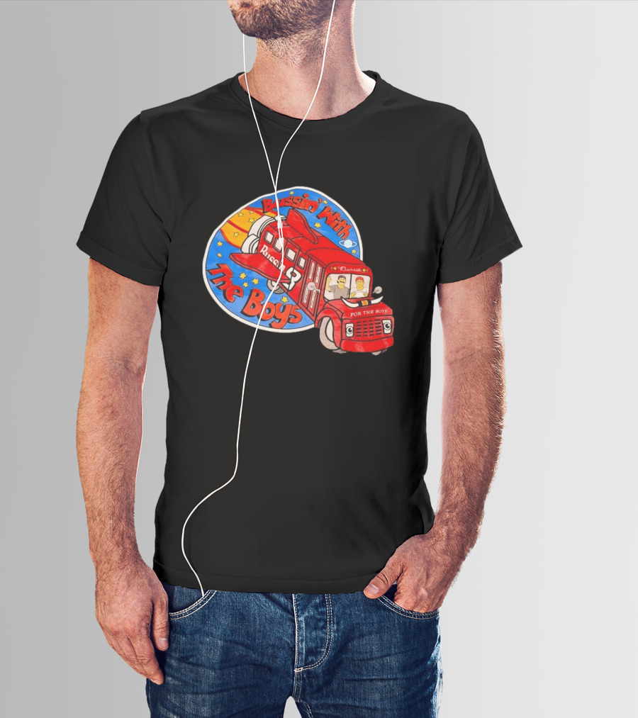 Bussin With The Boys Rocket Bus Adventure Retro Cartoon T-Shirt