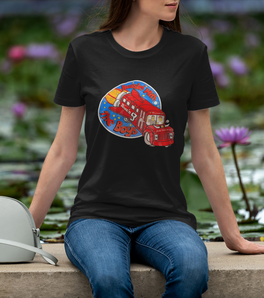 Bussin With The Boys Rocket Bus Adventure Retro Cartoon T-Shirt