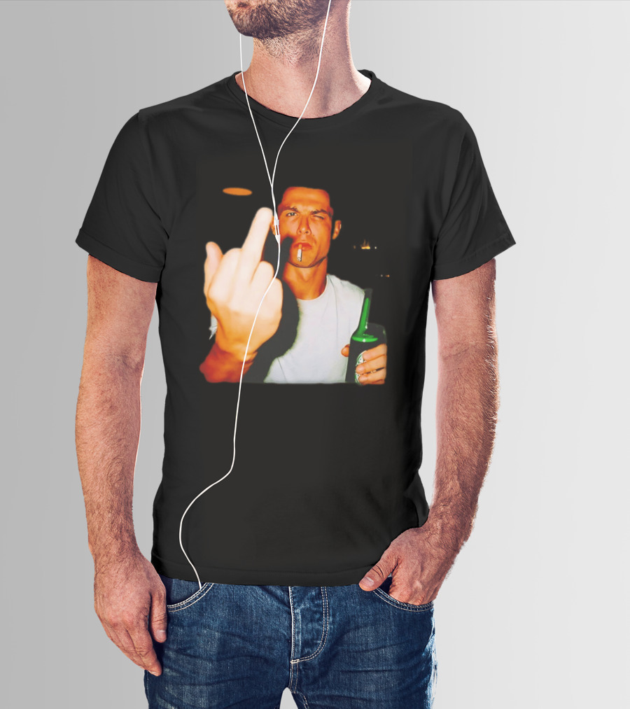 Cristiano Ronaldo Middle Finger Smoking Drinking After Hours T-Shirt