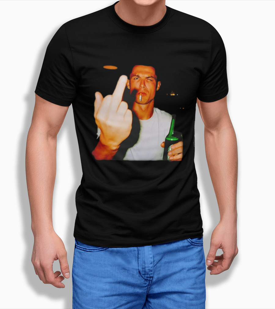 Cristiano Ronaldo Middle Finger Smoking Drinking After Hours T-Shirt