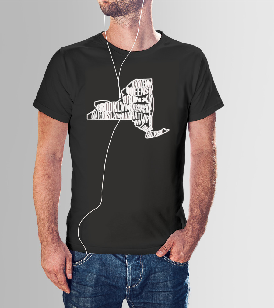 Brooklyn Queens Harlem Bronx Bushwick New York Map T-Shirt