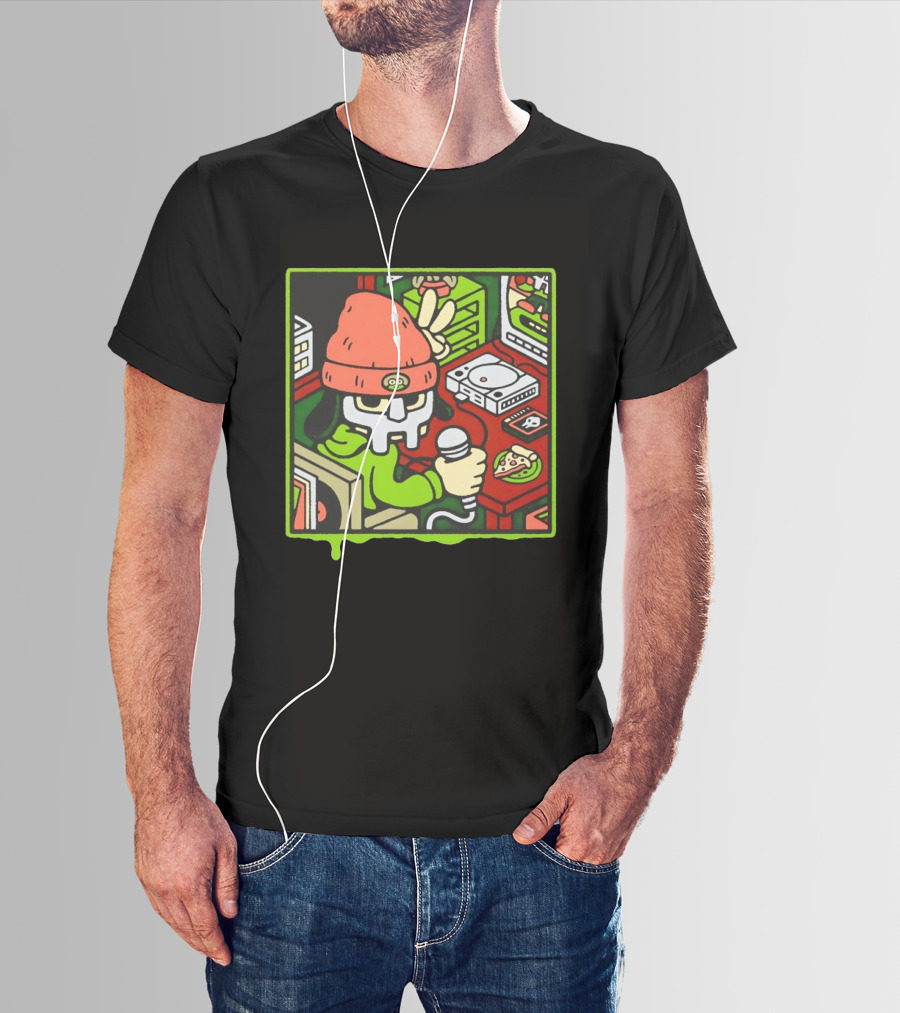 PaRappa The Rapper MF Doom Crossover Video Games Music Iconic Character Pizza Scene T-Shirt
