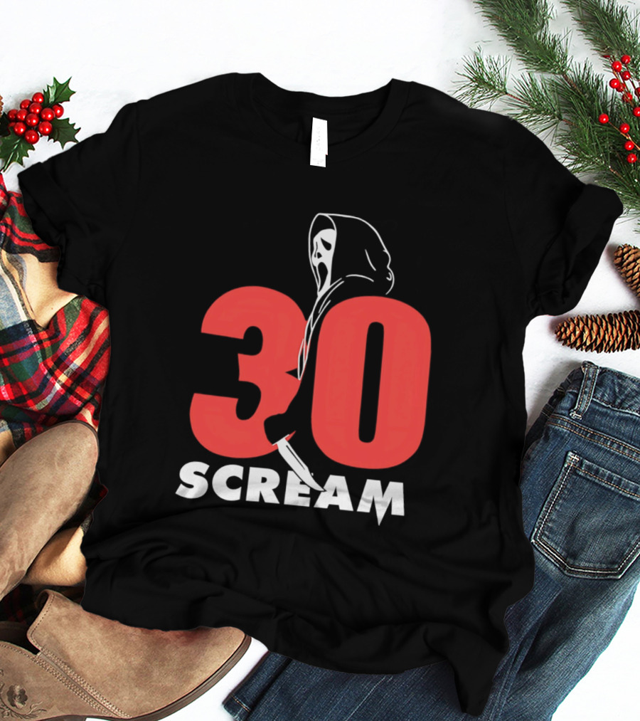 30 Scream Ghost Mask Scythe T-Shirt
