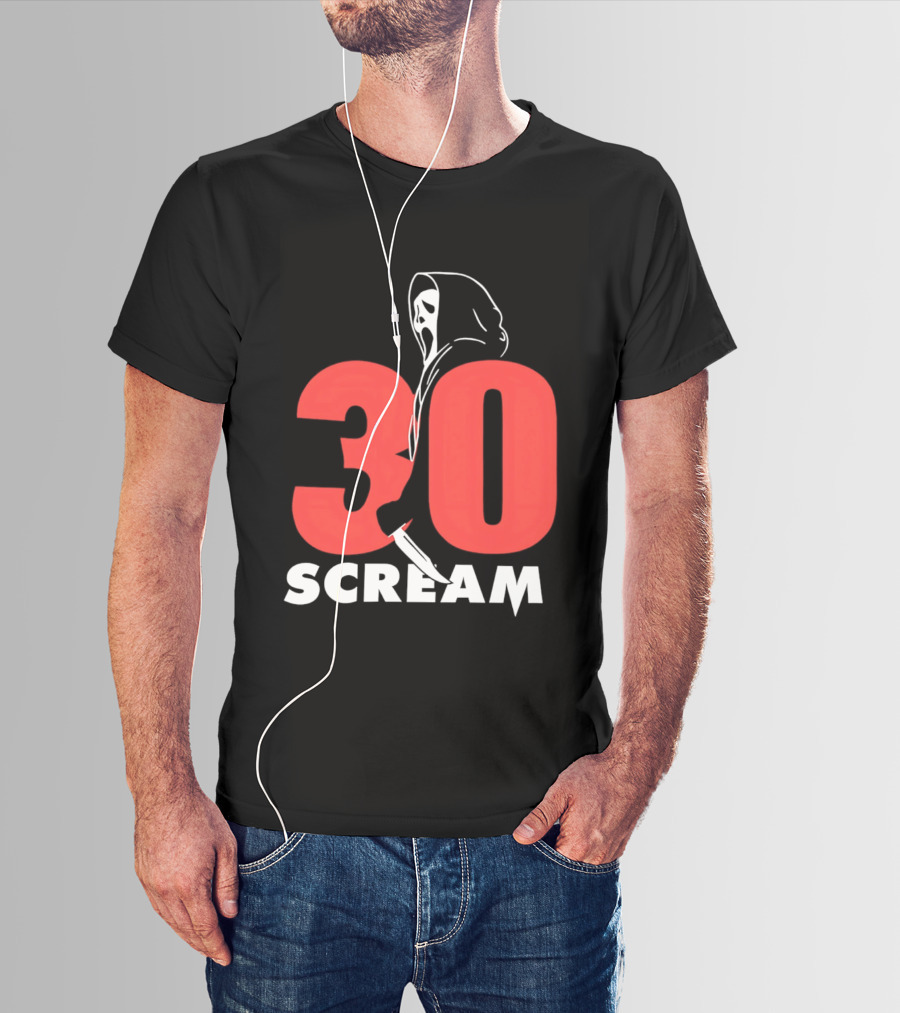 30 Scream Ghost Mask Scythe T-Shirt