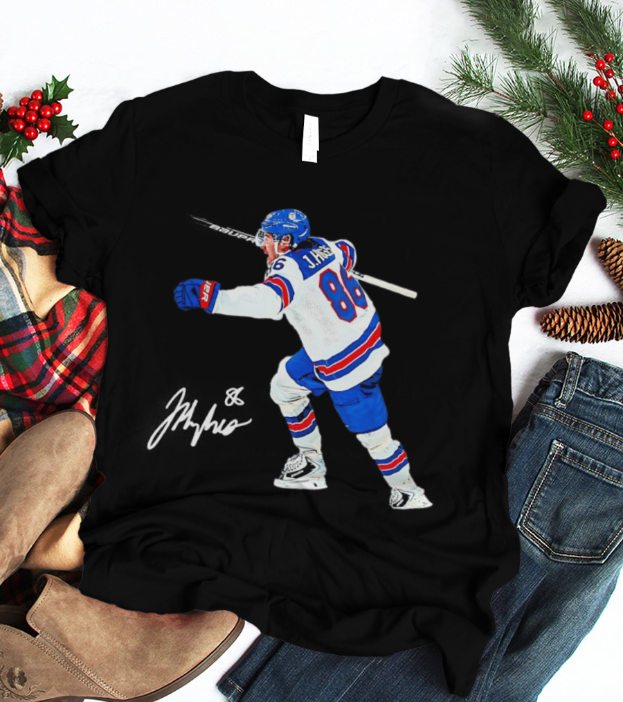 Jack Hughes 86 USA Team Hockey Celebration T-Shirt