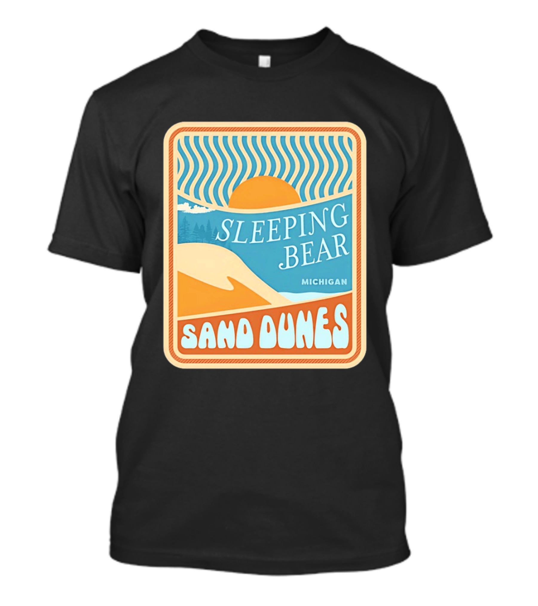 Sleeping Bear Michigan Sand Dunes Retro Sunset Scenic T-Shirt