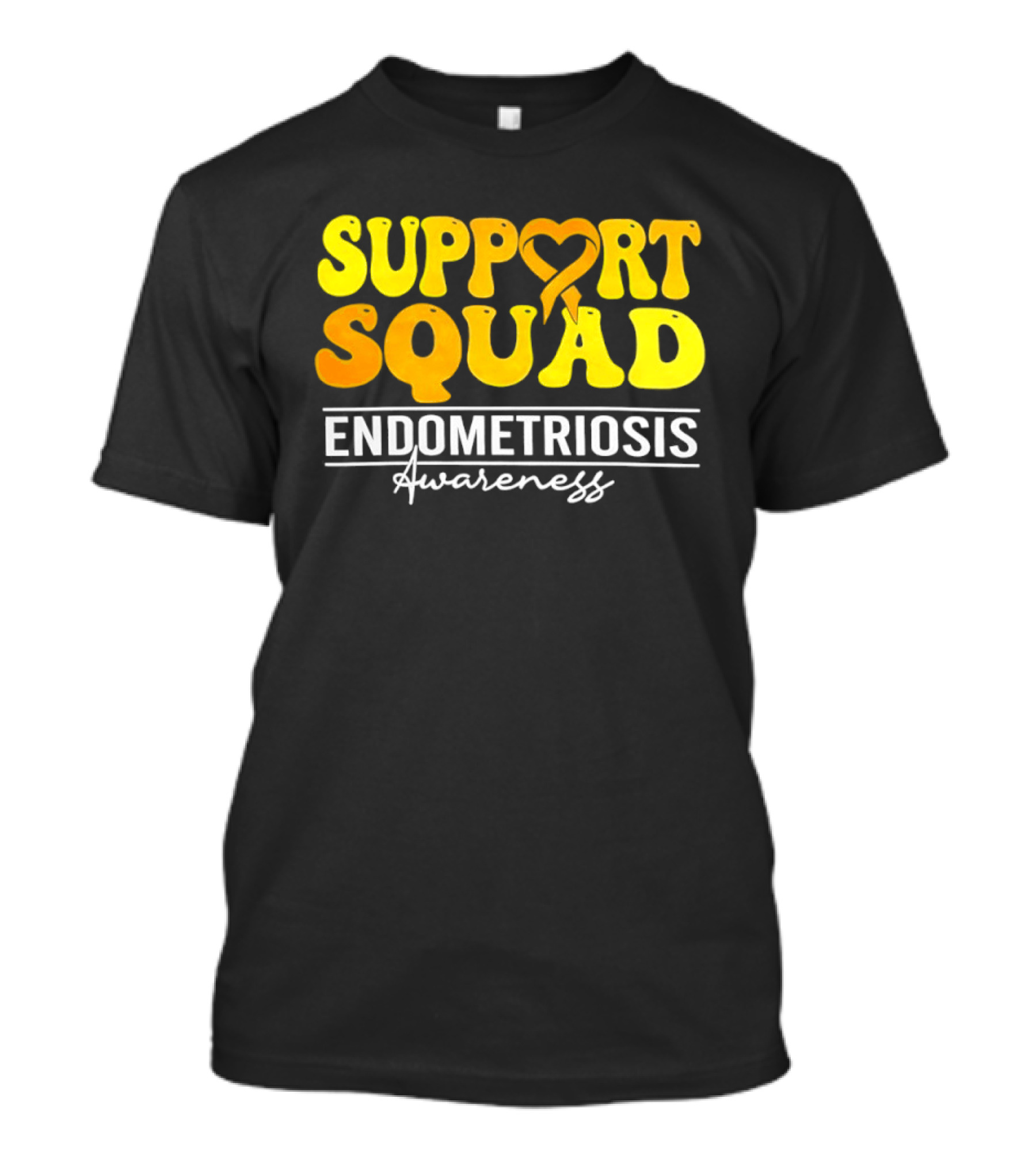 Support Squad Endometriosis Awareness Yellow Ribbon Heart T-Shirt
