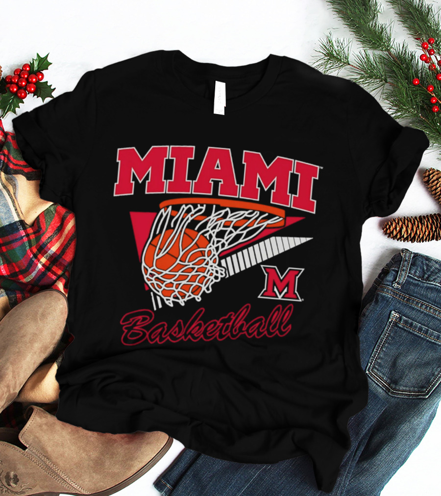 Miami Redhawks Basketball Action Hoop And Net Swish T-Shirt