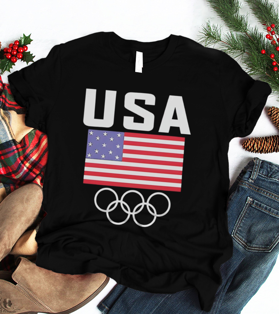 USA American Flag Olympic Rings T-Shirt