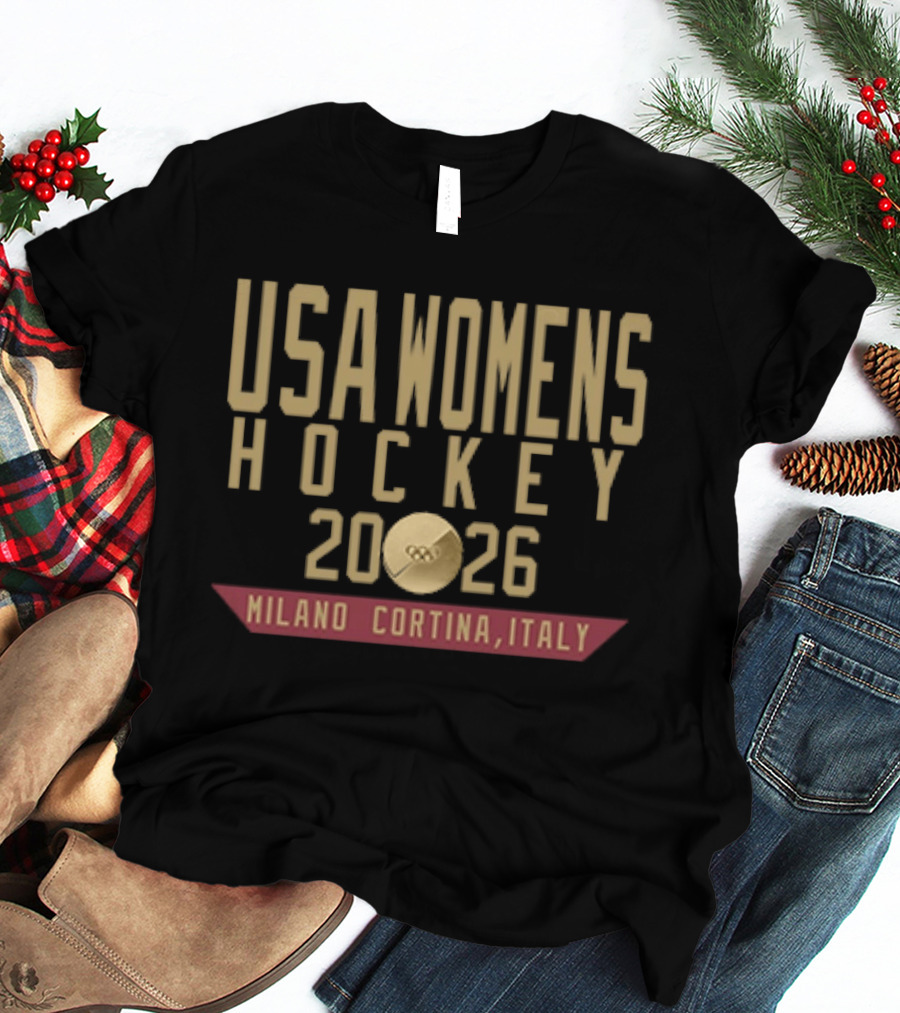 USA Womens Hockey 2026 Milano Cortina Italy Olympic Gold T-Shirt