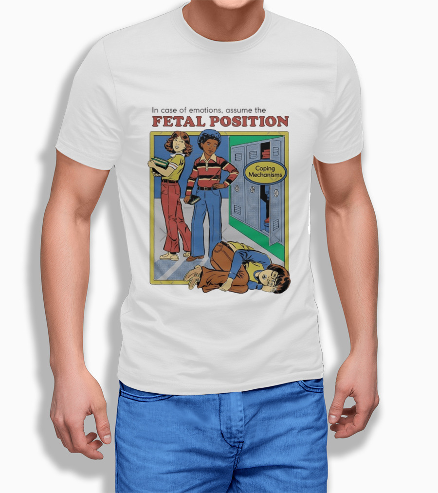 Coping Mechanisms Fetal Position Retro School Locker Scene T-Shirt