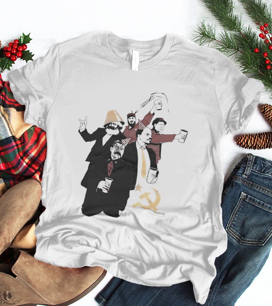 Drunk Karl Marx Vladimir Lenin Joseph Stalin Mao Zedong Fidel Castro Party Communist Humor Lamp Hat T-Shirt