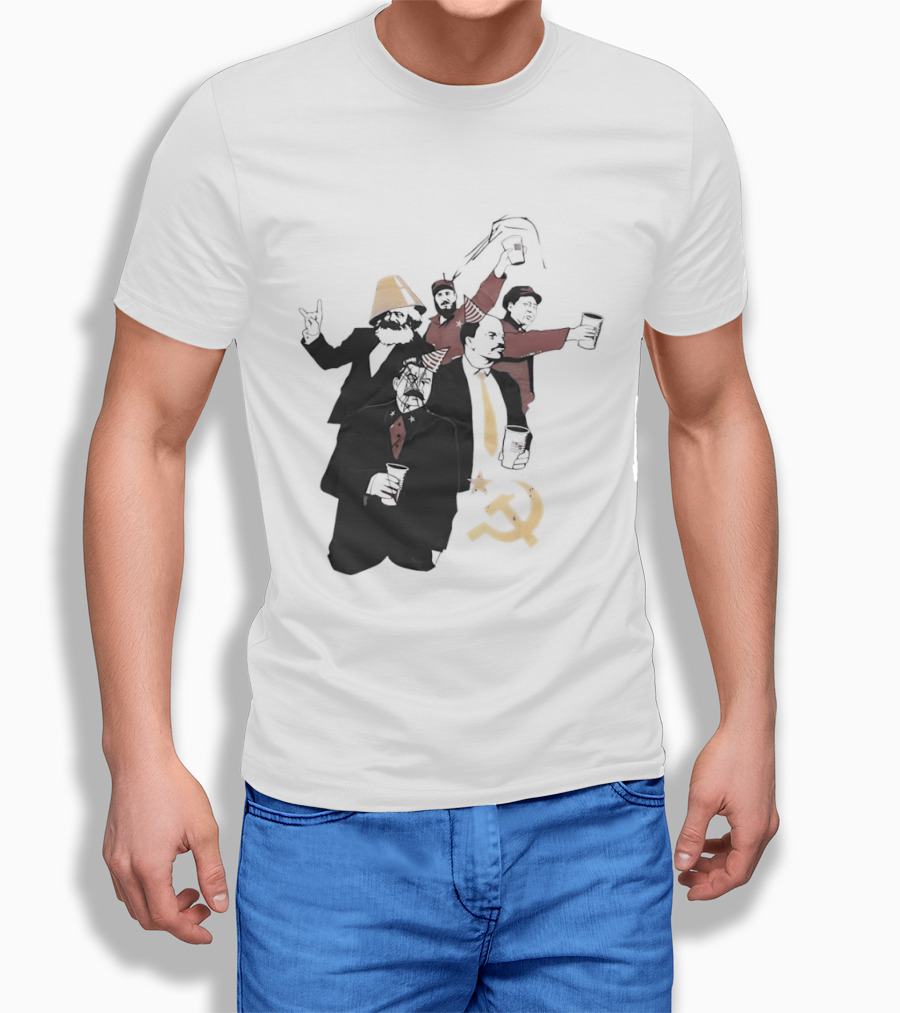 Drunk Karl Marx Vladimir Lenin Joseph Stalin Mao Zedong Fidel Castro Party Communist Humor Lamp Hat T-Shirt