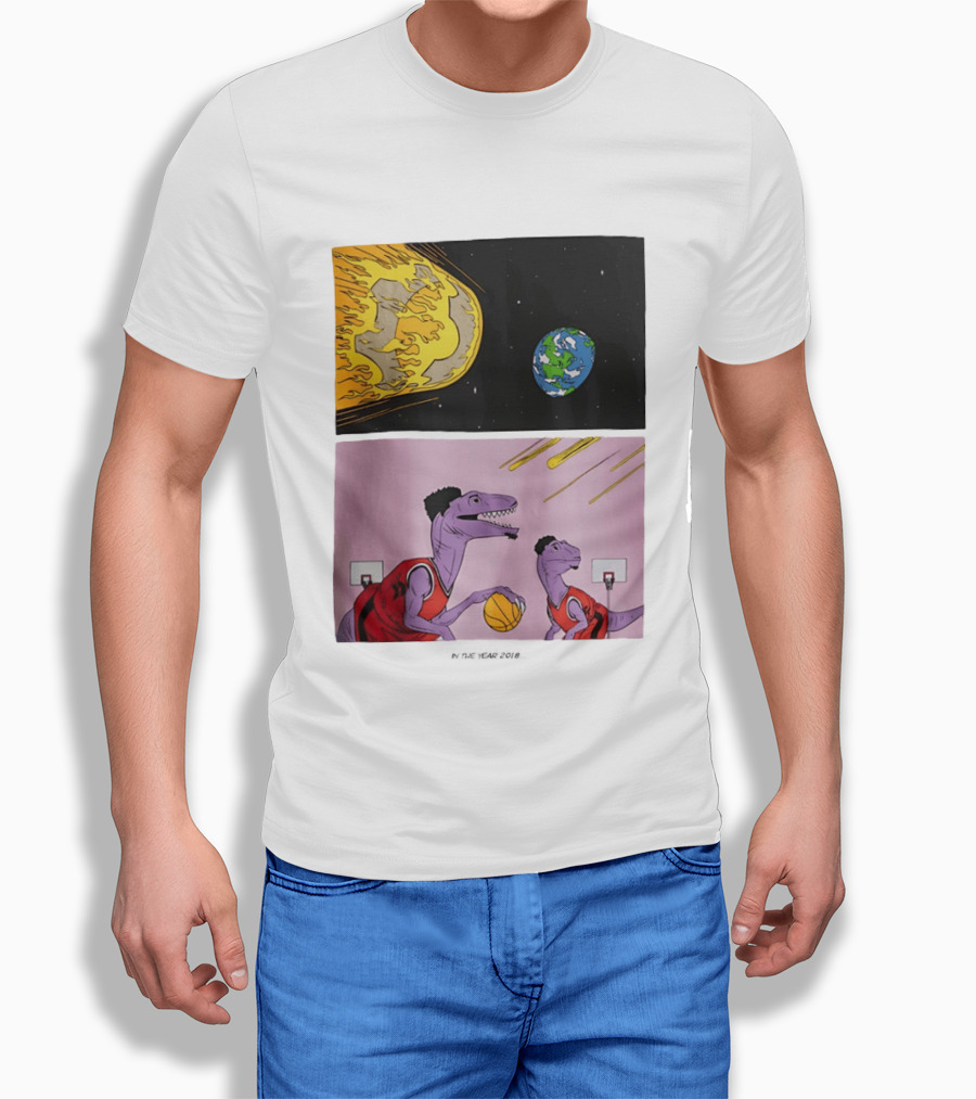 LeBron James Raptors Dinosaurs Meteor Basketball 2018 T-Shirt