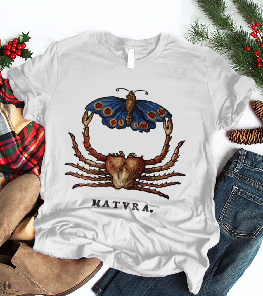 Matvra Crab And Butterfly Blue Wings T-Shirt