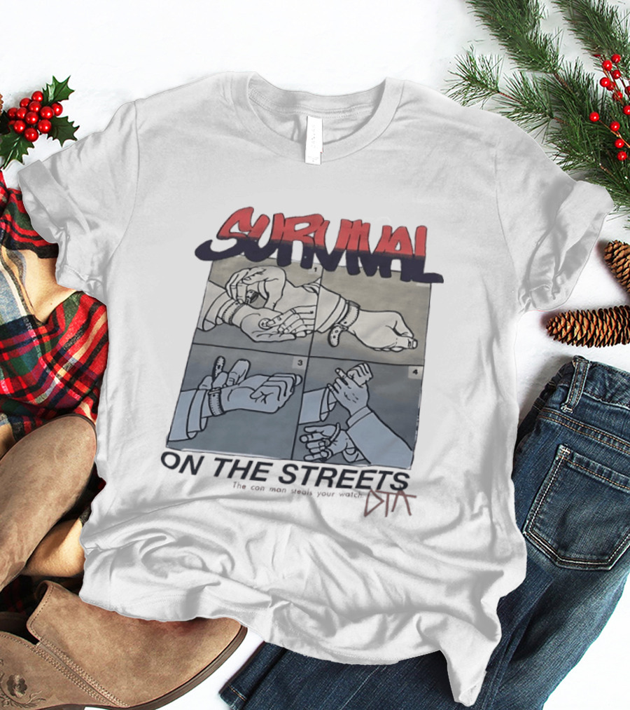 Survival On The Streets Con Man Steals Your Cartoon Panel Instructions T-Shirt