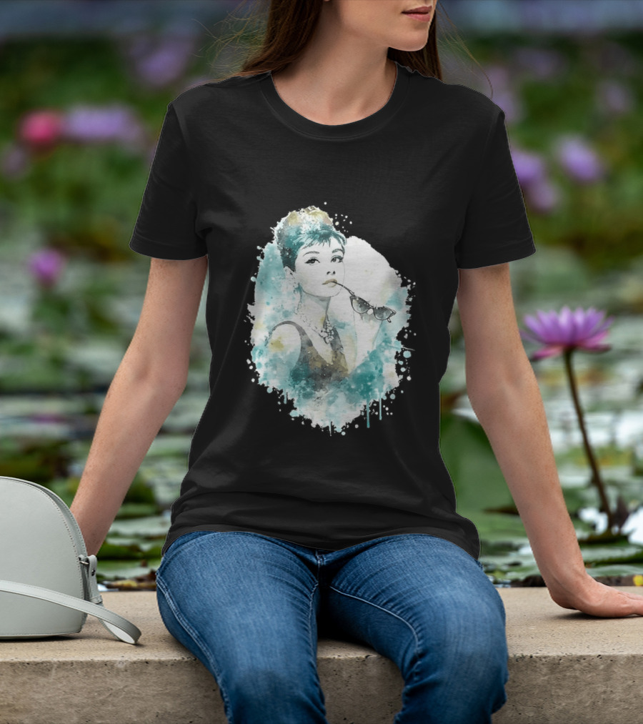 Mrs. Hepburn Watercolour Painting Aesthetic T-Shirt