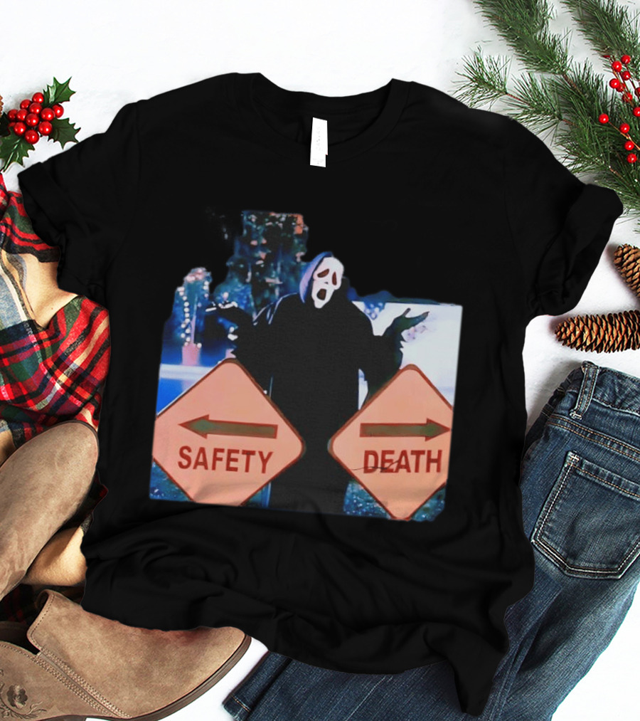Ghostface Scream Safety Left Death Right Signs T-Shirt