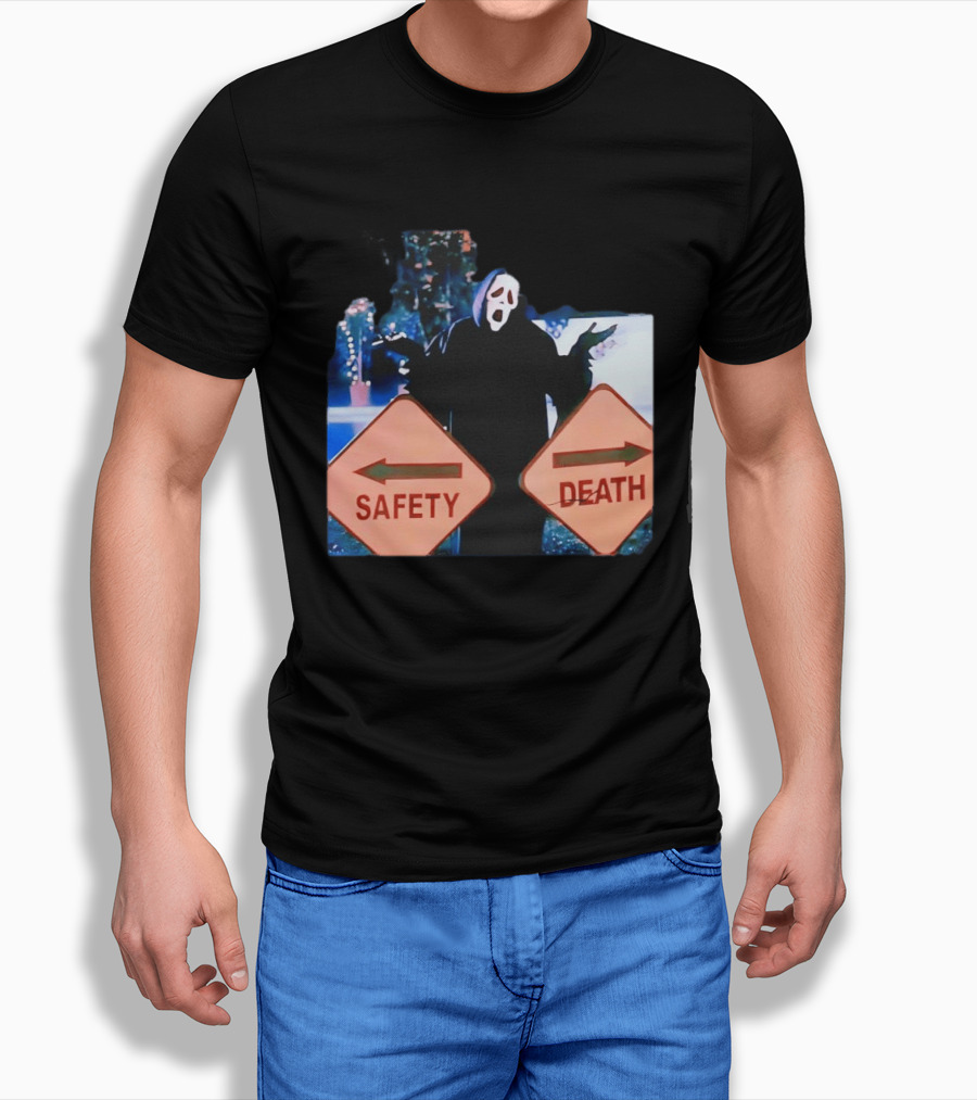 Ghostface Scream Safety Left Death Right Signs T-Shirt
