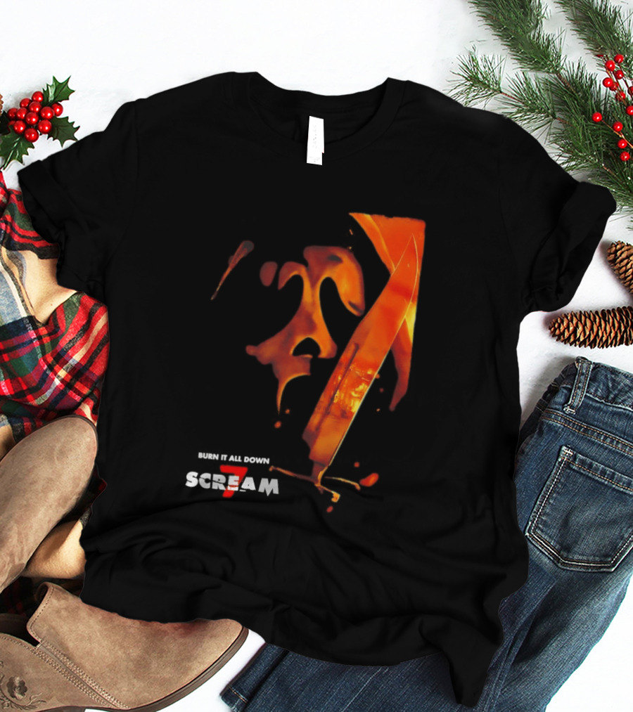 Scream 7 Ghostface Burn It Down Knife T-Shirt