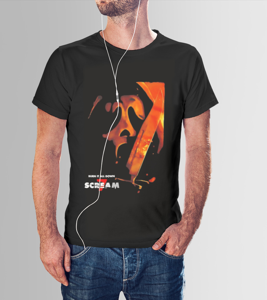 Scream 7 Ghostface Burn It Down Knife T-Shirt