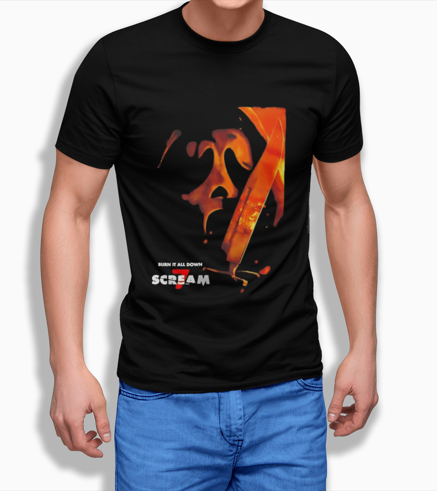 Scream 7 Ghostface Burn It Down Knife T-Shirt