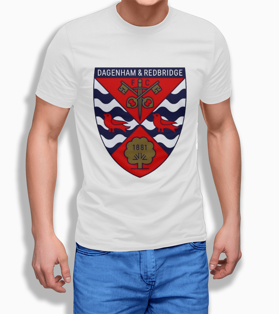 Dagenham Redbridge FC Crest 1881 Ravens Key Waves T-Shirt