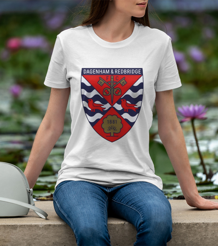 Dagenham Redbridge FC Crest 1881 Ravens Key Waves T-Shirt