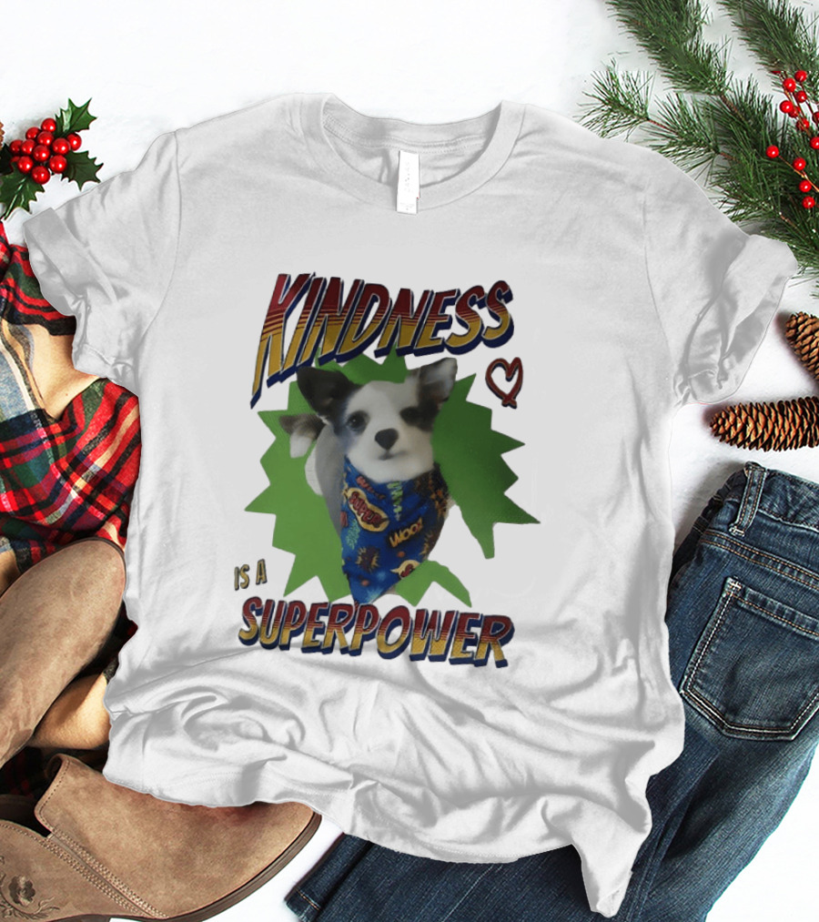 Kindness Is A Superpower Dog With Cape And Heart T-Shirt