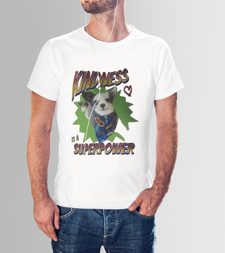 Kindness Is A Superpower Dog With Cape And Heart T-Shirt