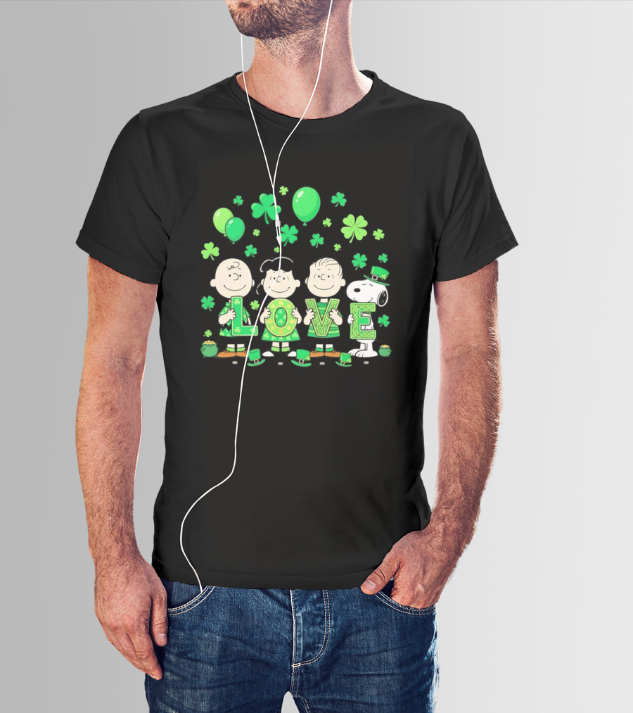 Snoopy Charlie Brown And Friends Love Shamrock St. Patrick's Day Celebration T-Shirt