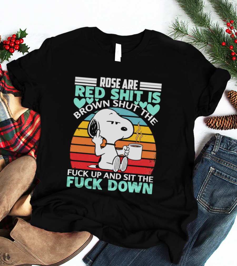 Snoopy Rose Are Red Sit Down T-Shirt