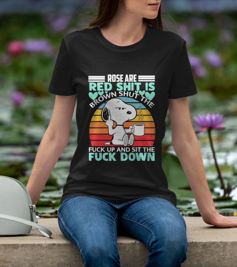 Snoopy Rose Are Red Sit Down T-Shirt