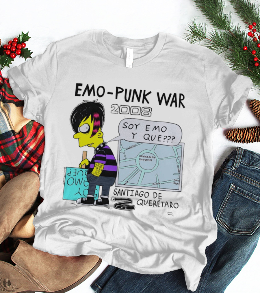 Emo Punk War 2008 Soy Emo Y Que Santiago De Queretaro Map Cartoon T-Shirt