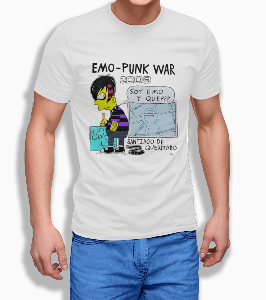 Emo Punk War 2008 Soy Emo Y Que Santiago De Queretaro Map Cartoon T-Shirt