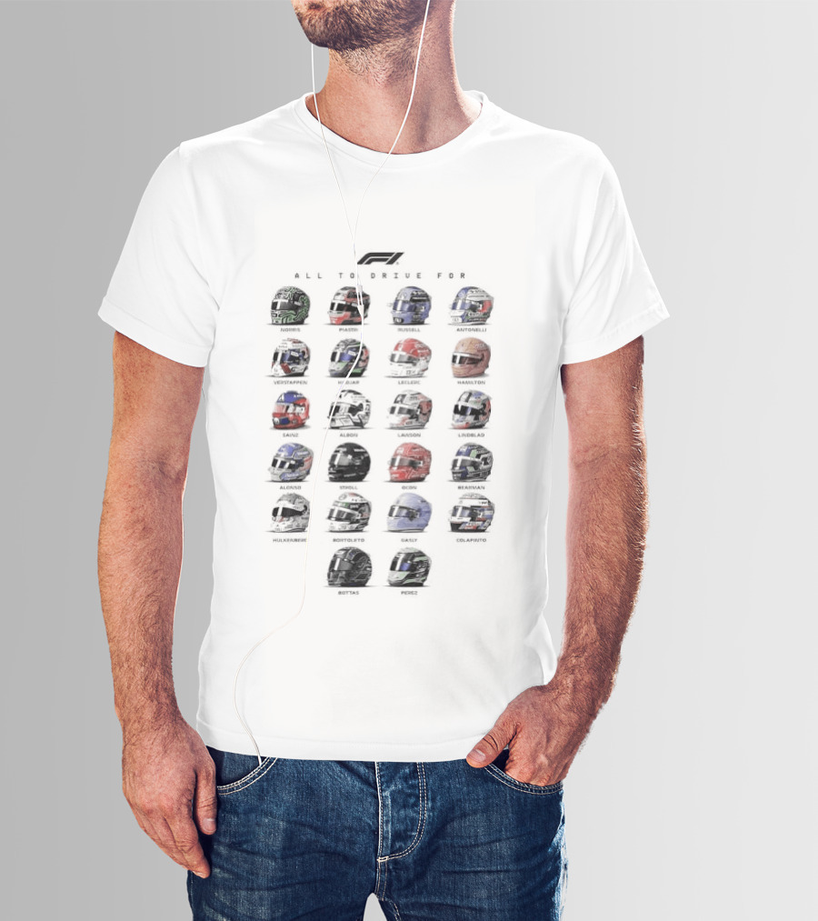 Formula 1 Helmet Collection All To Drive For Racing Enthusiasts T-Shirt