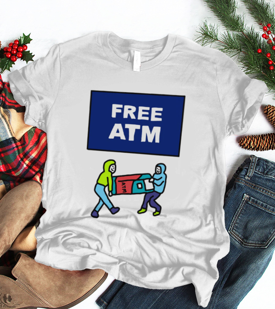Free ATM Funny Cartoon Drawing T-Shirt