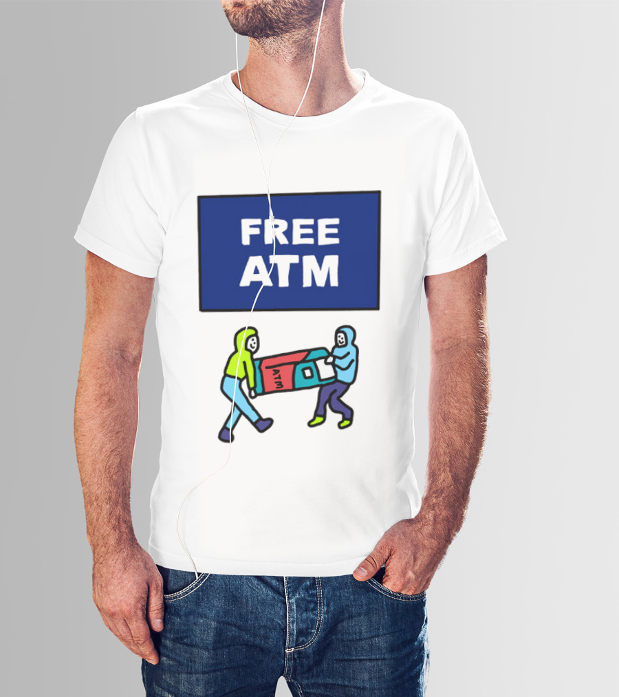 Free ATM Funny Cartoon Drawing T-Shirt