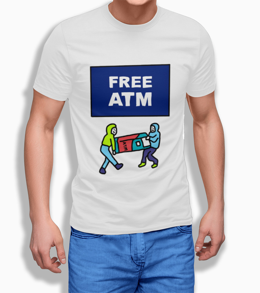 Free ATM Funny Cartoon Drawing T-Shirt