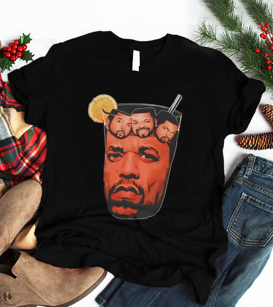 Ice And Ice Cube Faces In Glass With Lemon And Straw T-Shirt