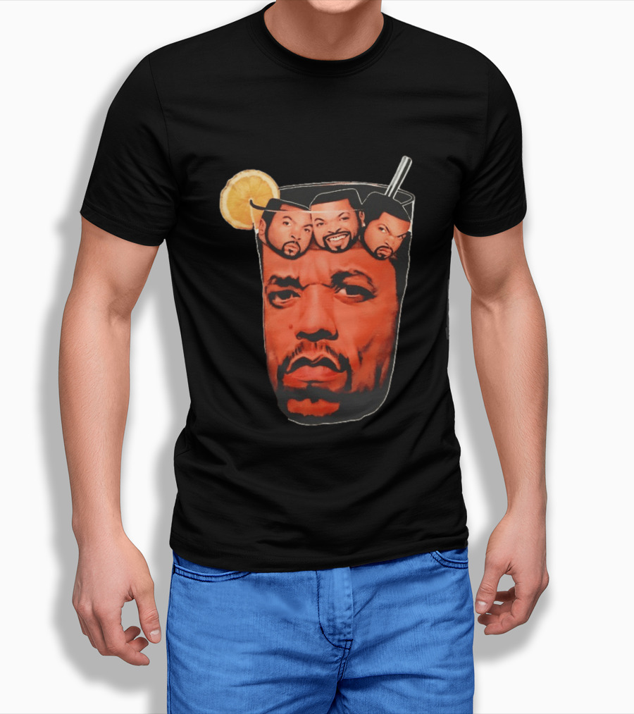 Ice And Ice Cube Faces In Glass With Lemon And Straw T-Shirt