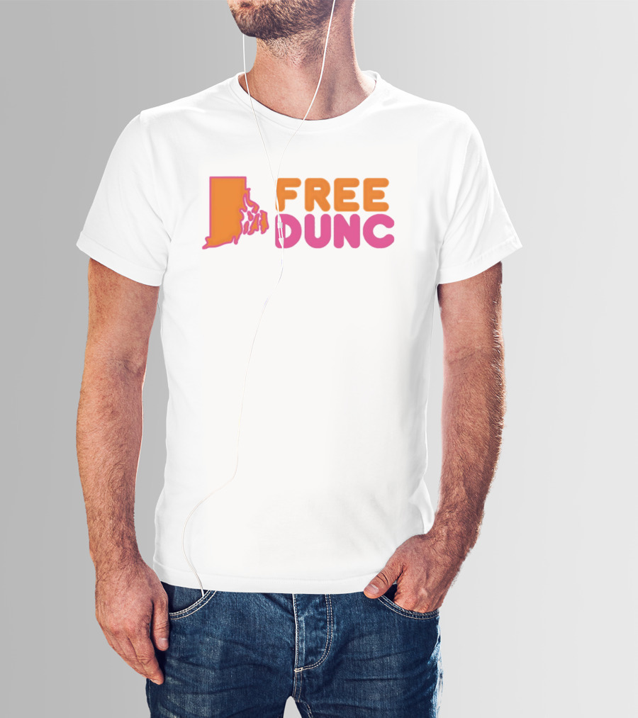 Rhode Island Outline Free Dunc Dunkin Donut T-Shirt