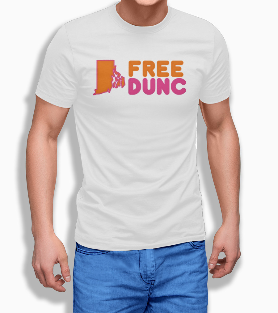 Rhode Island Outline Free Dunc Dunkin Donut T-Shirt