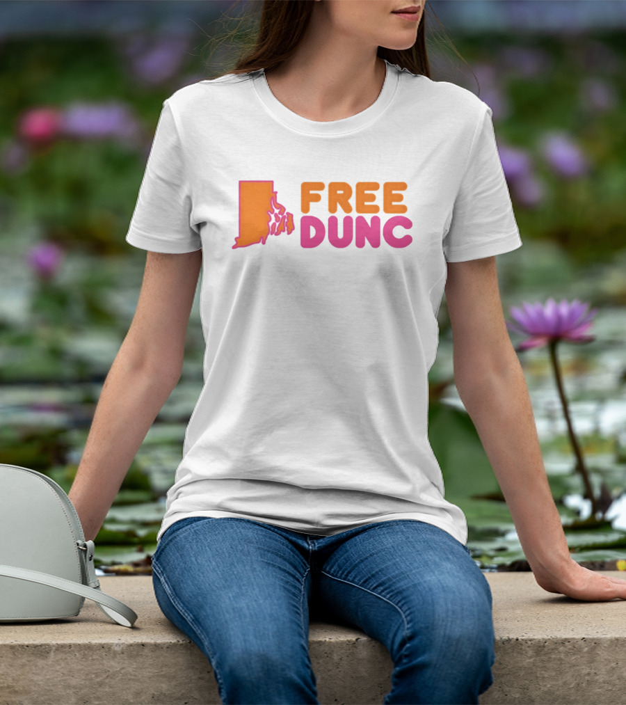 Rhode Island Outline Free Dunc Dunkin Donut T-Shirt