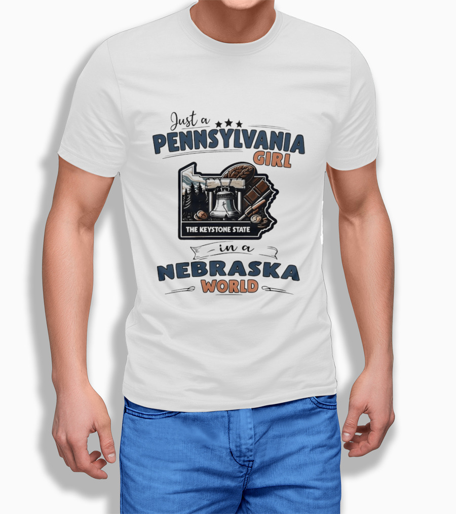 Just A Pennsylvania Girl The Keystone State In A Nebraska World T-Shirt