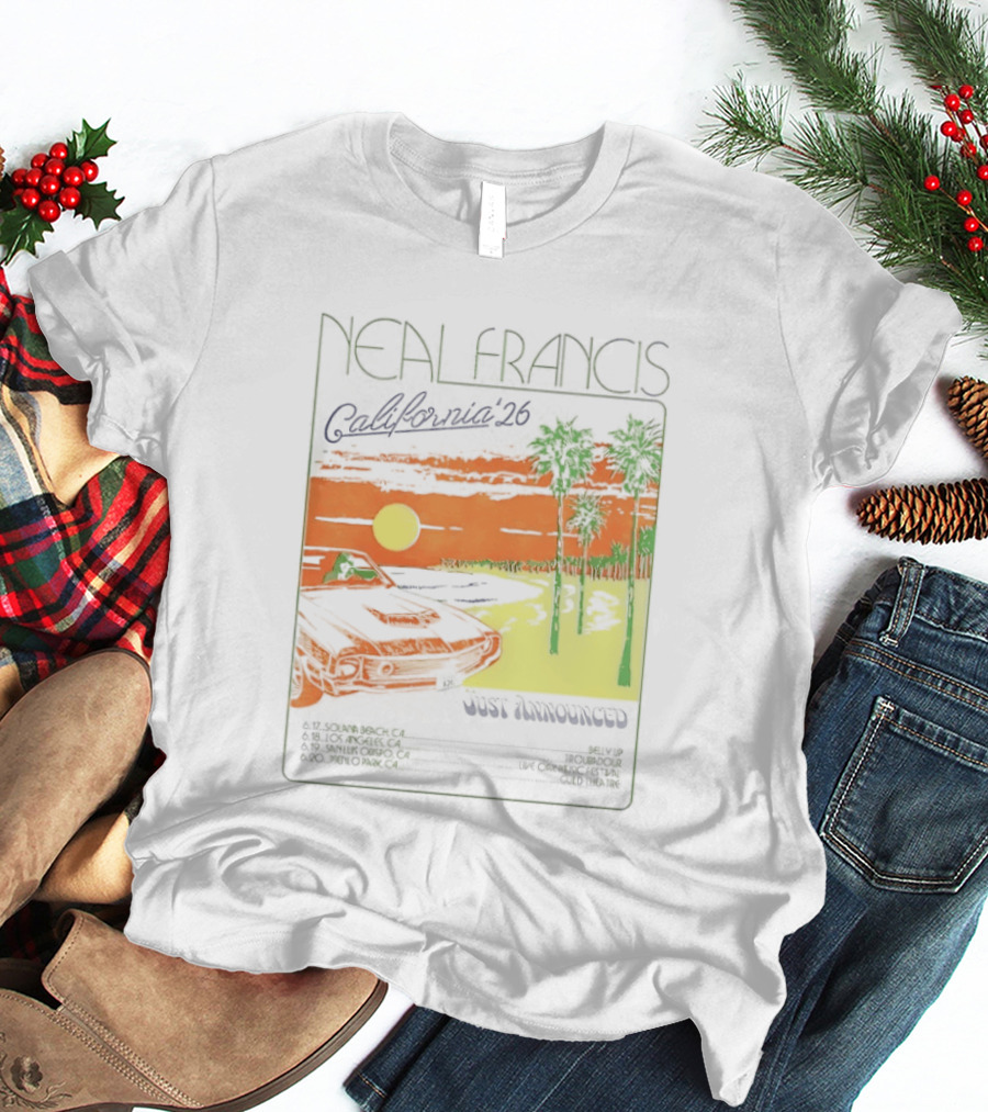 Neal Francis California Tour 2026 Sunset Palm Trees T-Shirt